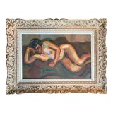 Tableau hsp "la songeuse" nue d'andré claudot (1892-1982) avec cadre