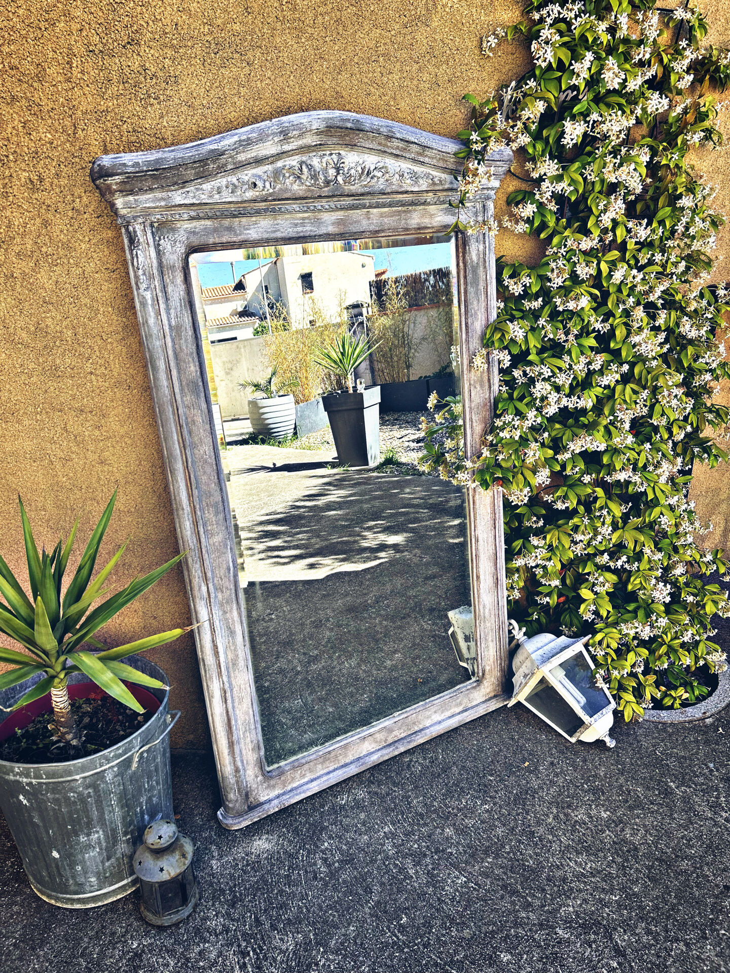 Napoleon III patinated trumeau mirror