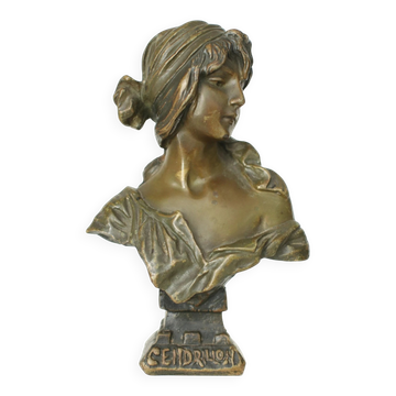 French Art Nouveau bronze bust 'Cendrillon' by E. Villanis – circa 1900