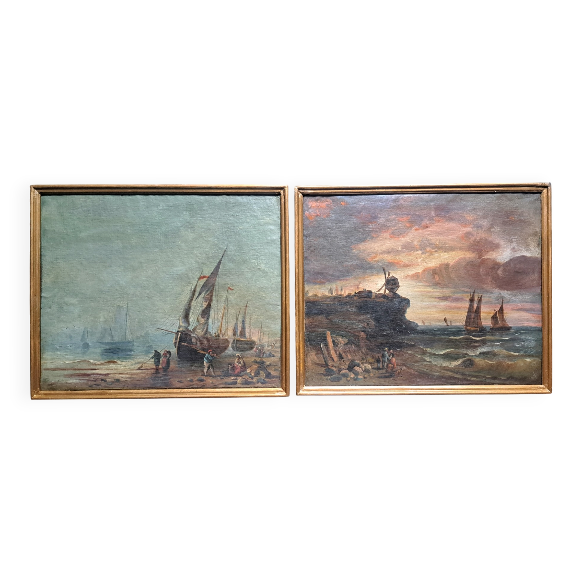 Pair of Impressionist paintings Oil on canvas Dutch marine