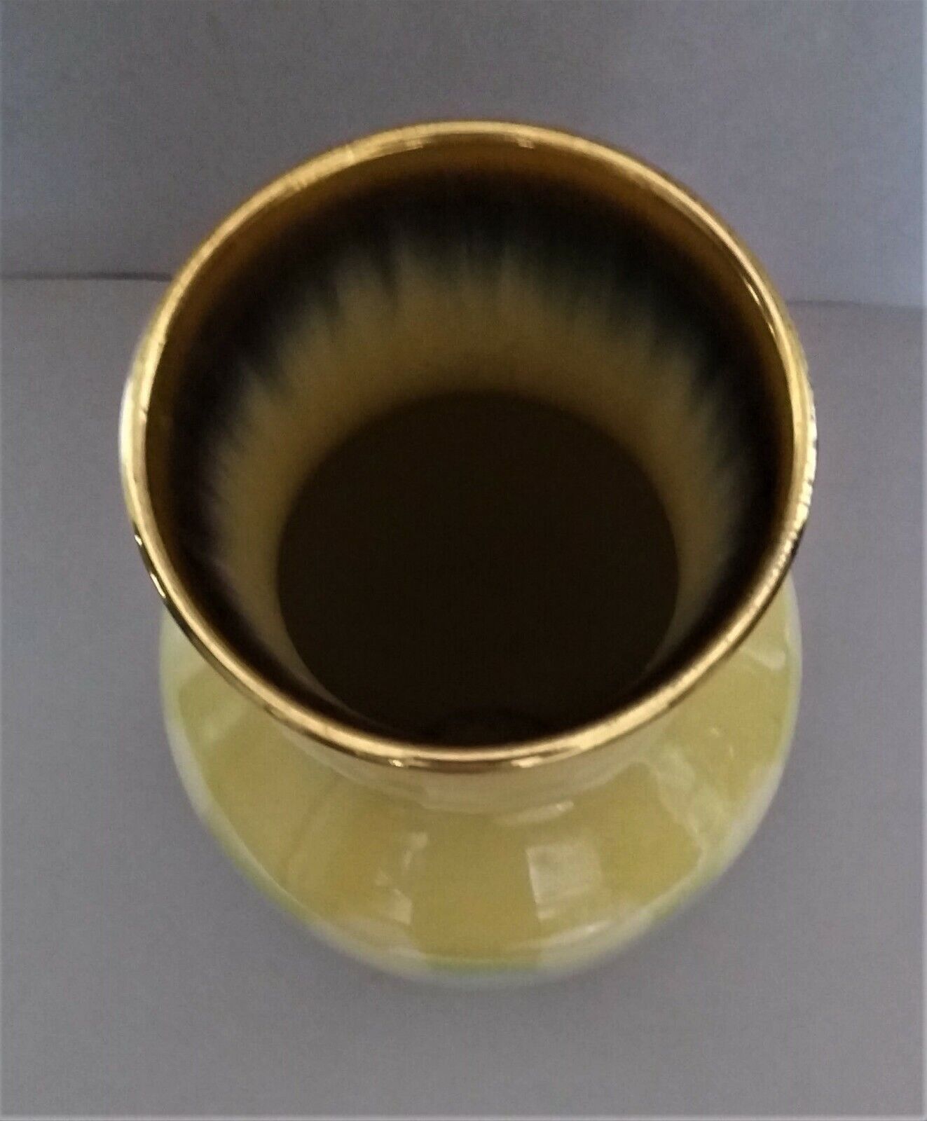 Vintage earthenware vase gold border marked Germany