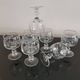 Set of 7 port glasses on crystal legs decorated with grapes and vine branches Luminarc