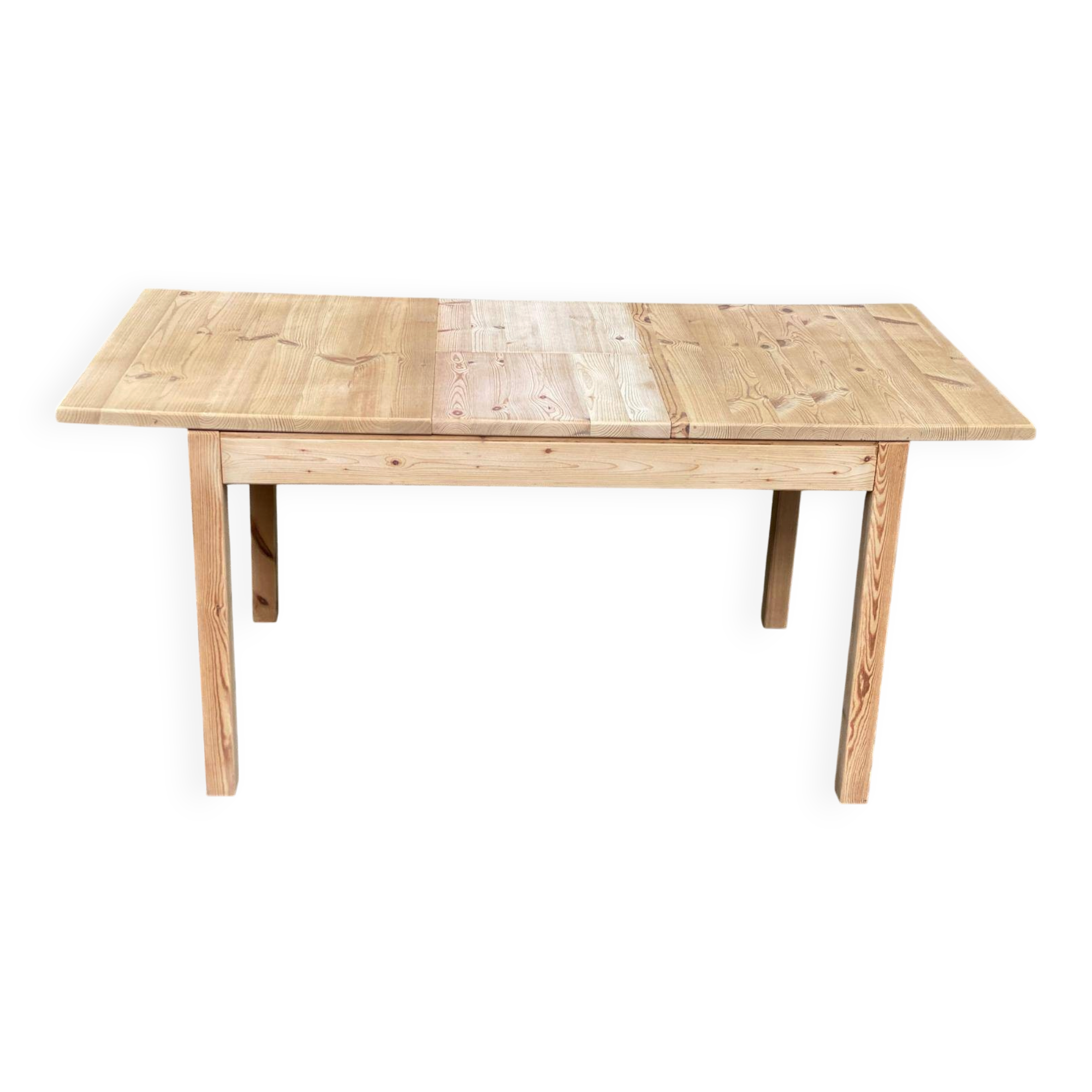 Table à manger scandinave rectangulaire extensible rénovée en pin massif br