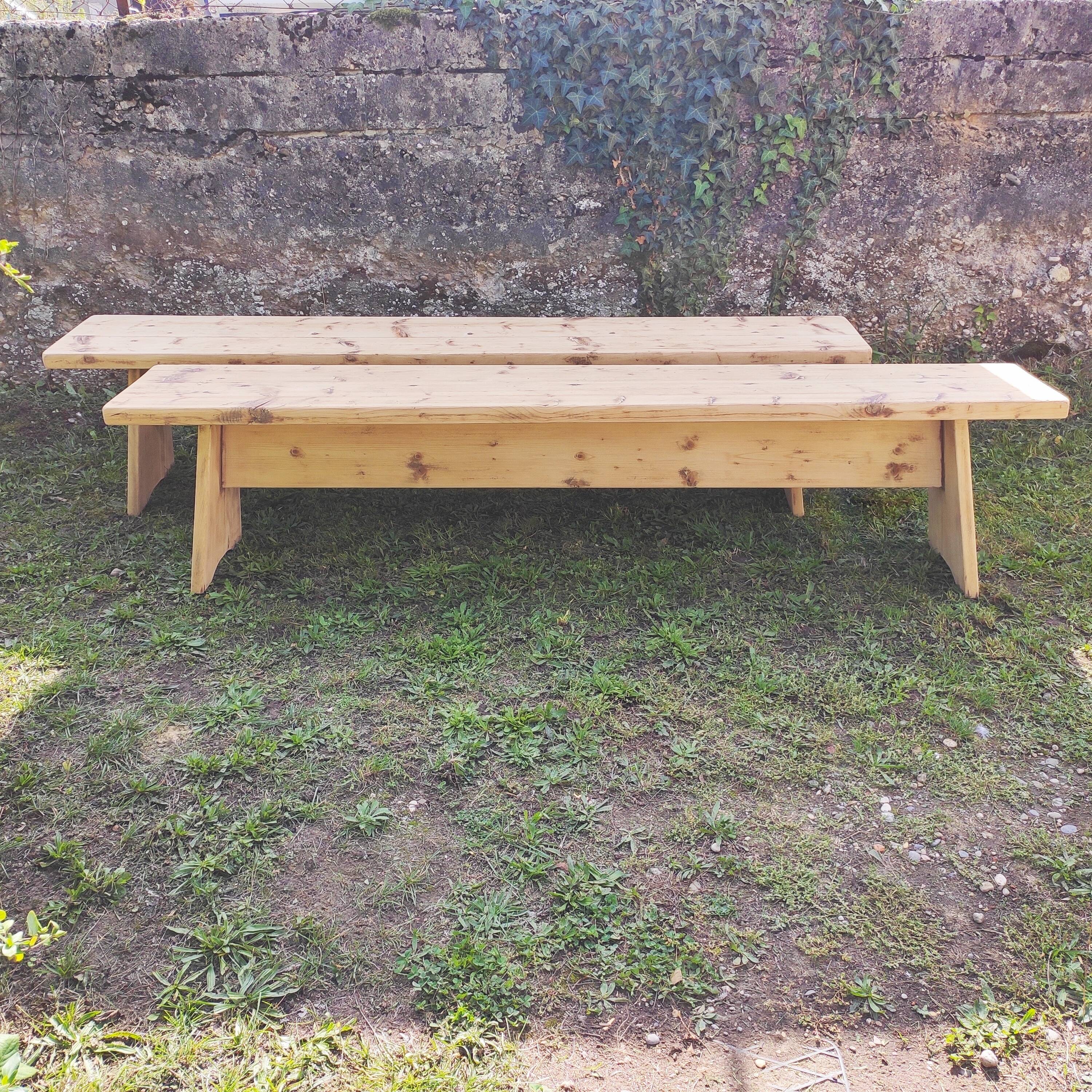 Paire de bancs de ferme bois massif 2 M