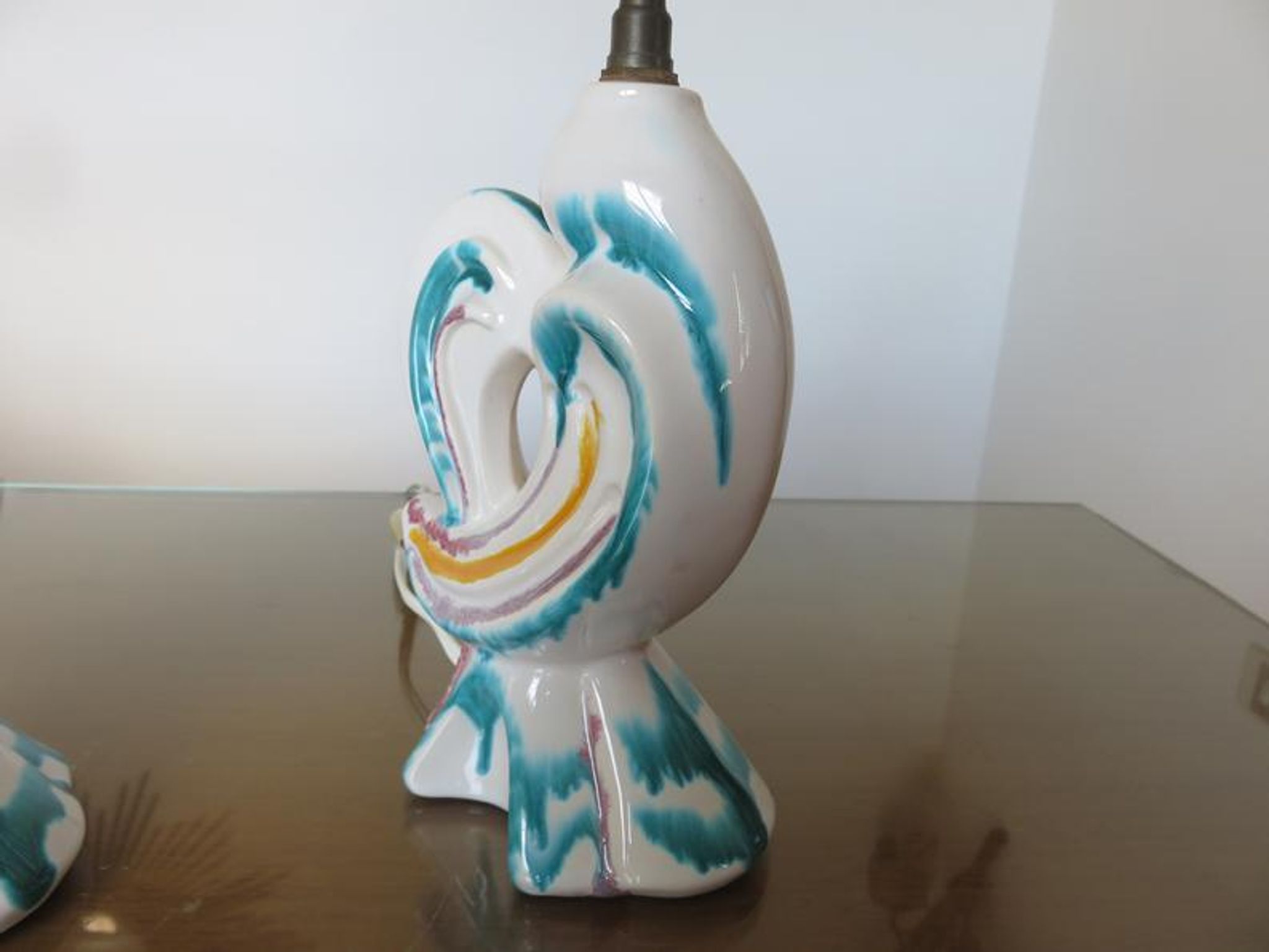 Pair of zoomorphic ceramic lamp feet 60s
