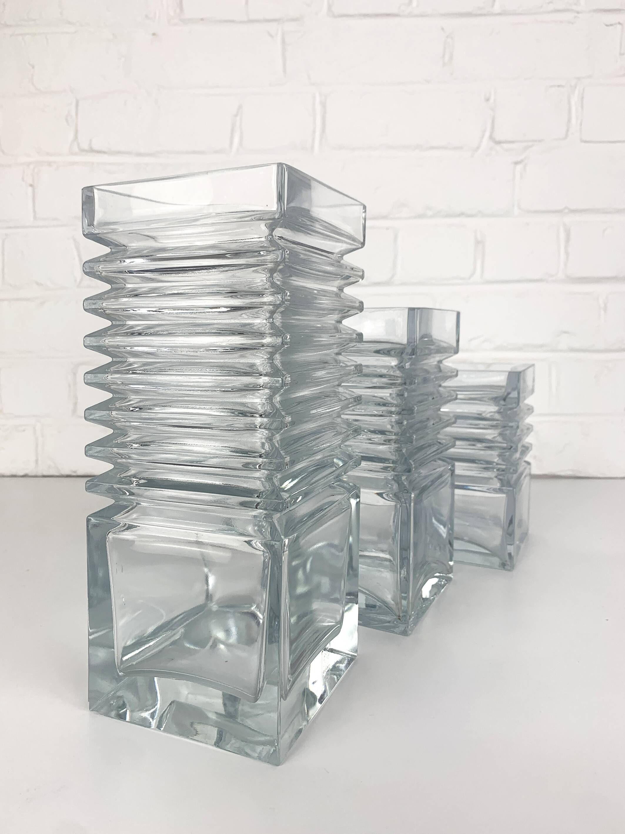 Set of 3 Harmonikka Glass Vases, Tamara Aladin, Riihimäki Lasi Oy, Finland