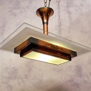 Art Deco pendant lamp by Henri Petitot - Patinated brass - Ca 1930