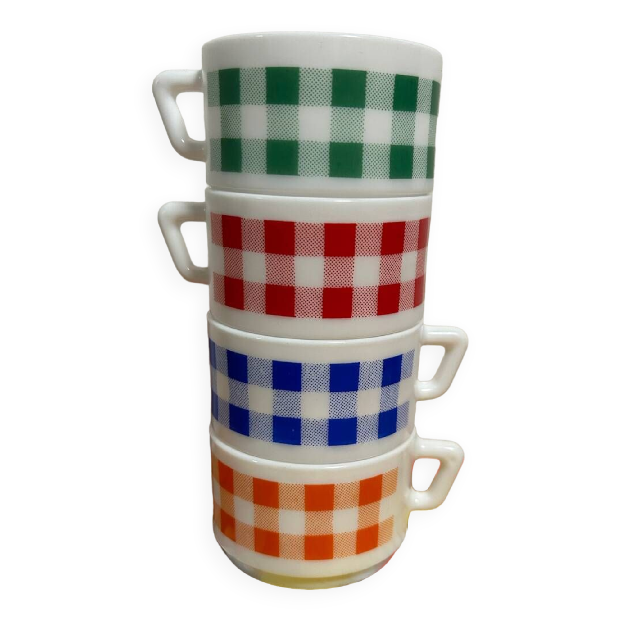 Arcopal gingham coffee cup vintage retro pops 70s