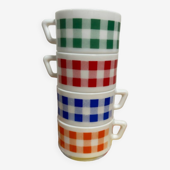 Arcopal gingham coffee cup vintage retro pops 70s