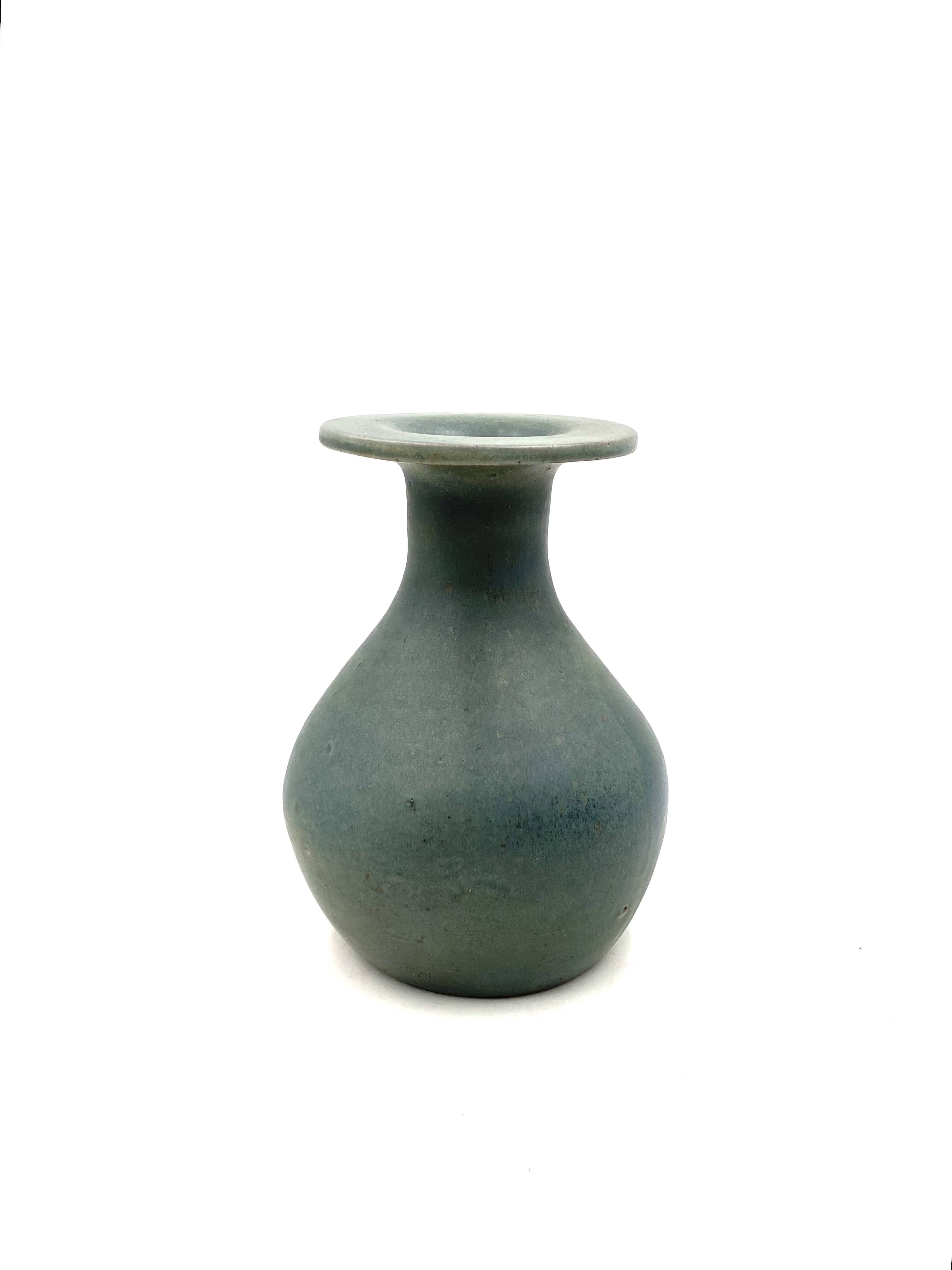 Midcentury light blue ceramic vase, France 1960s