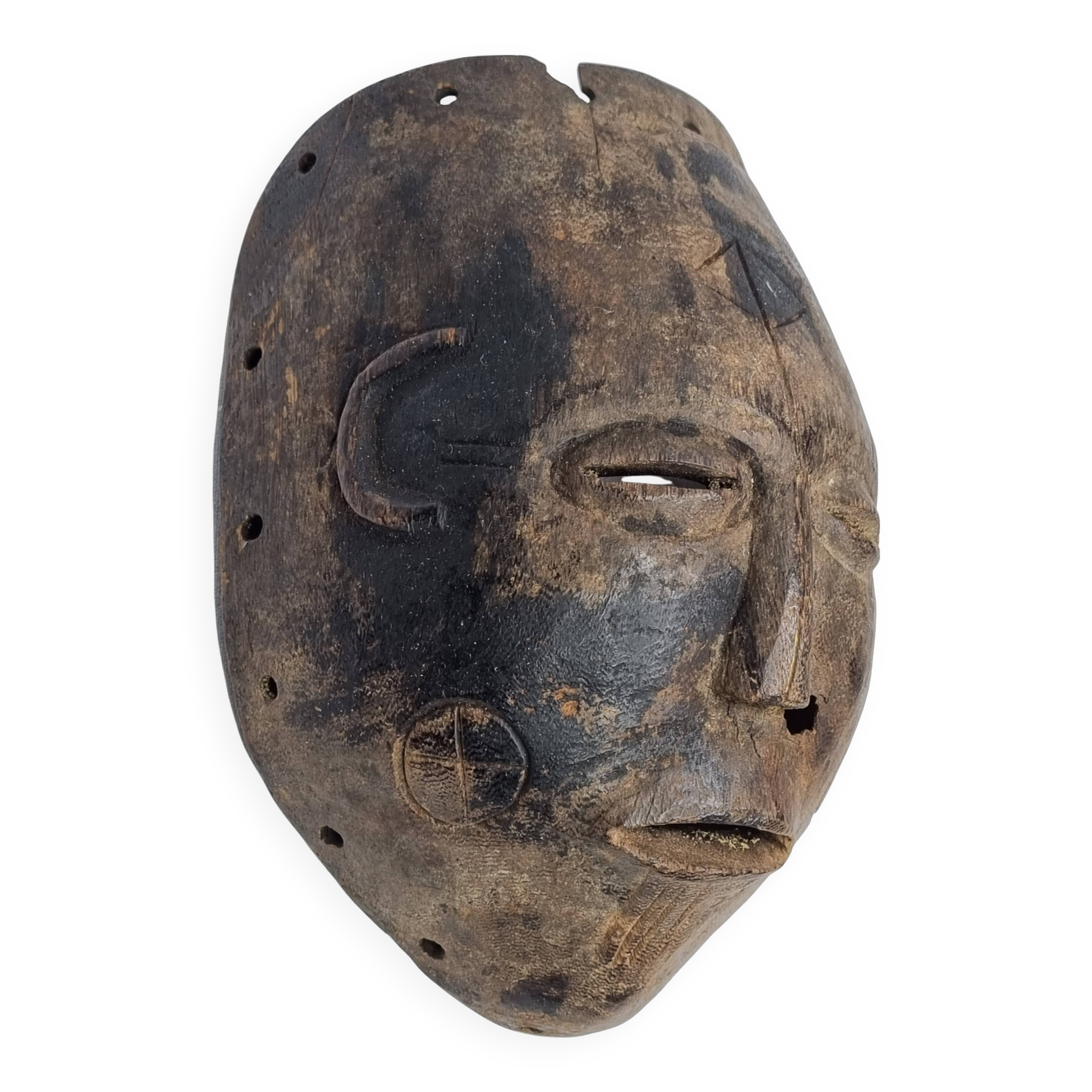 Antique carved wooden tribal mask, early-mid 20th century