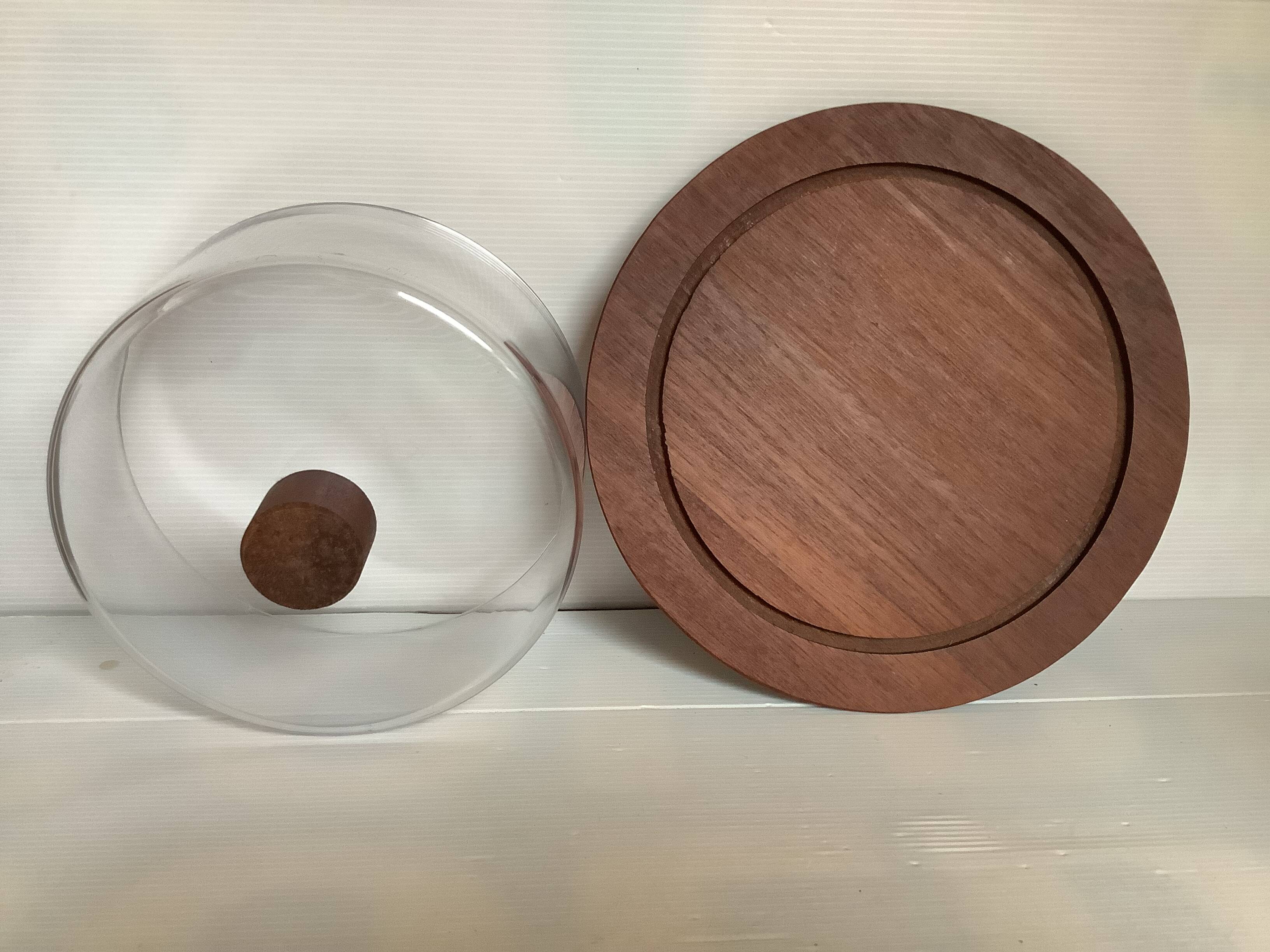 Cheese or cake dome teak plexiglass Scandinavian