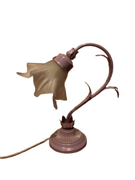 Flower-shaped table lamp in metal and glass
