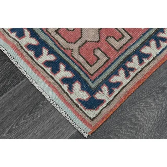 1970s Vintage Turkish Handmade Wool & Cotton Pink Area Rug 175x265