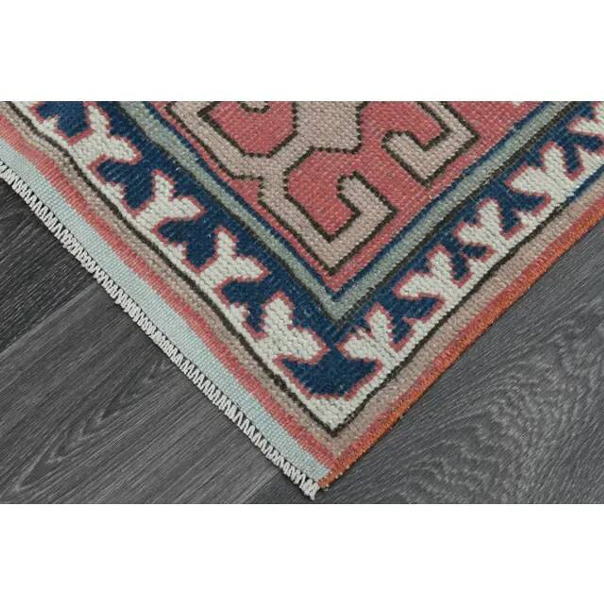 1970s Vintage Turkish Handmade Wool & Cotton Pink Area Rug 175x265