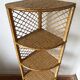 étagère d'angle en rotin années 60-70