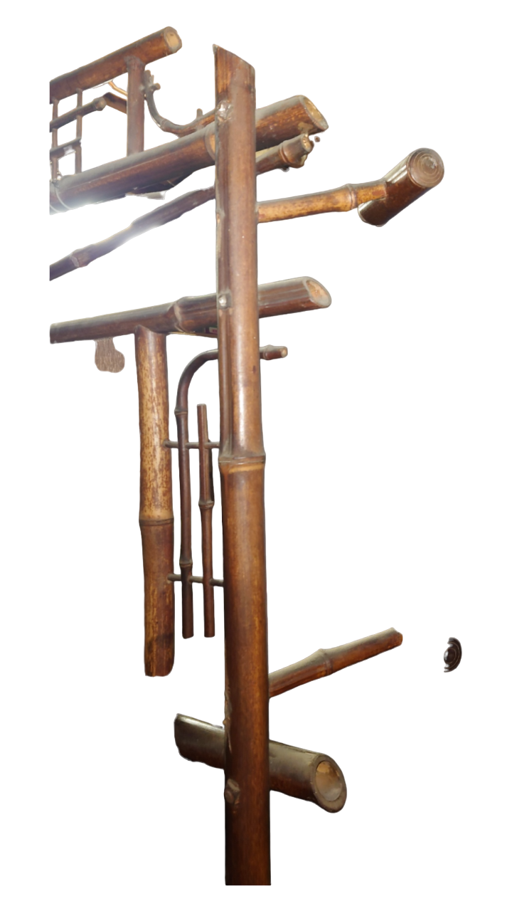 Bamboo coat rack with late nineteenth mirror