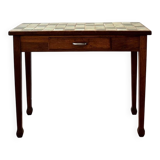 Vintage wood and ceramic table