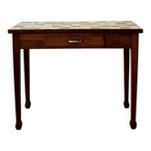 Vintage wood and ceramic table