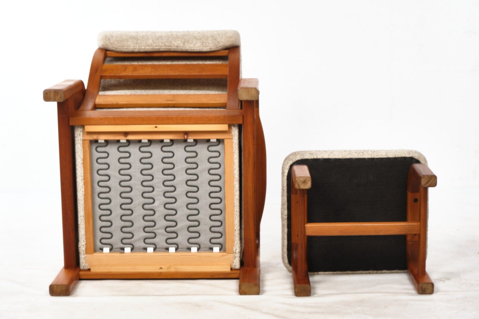 Vintage armchair with Denmark teak stool