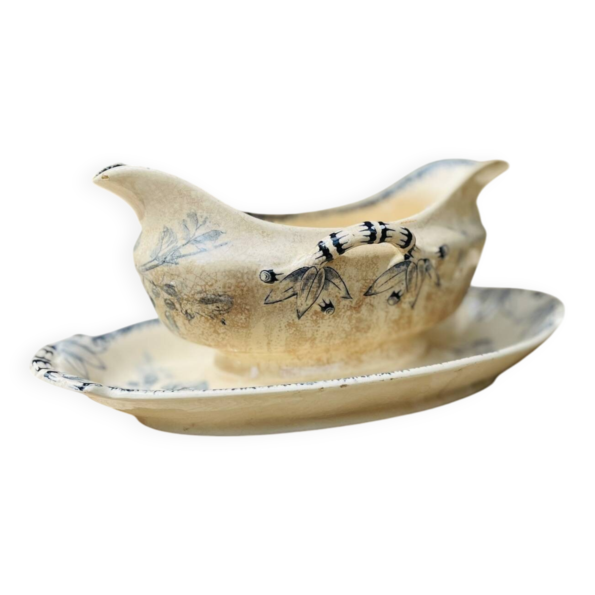 Sarreguemines iron clay sauceboat