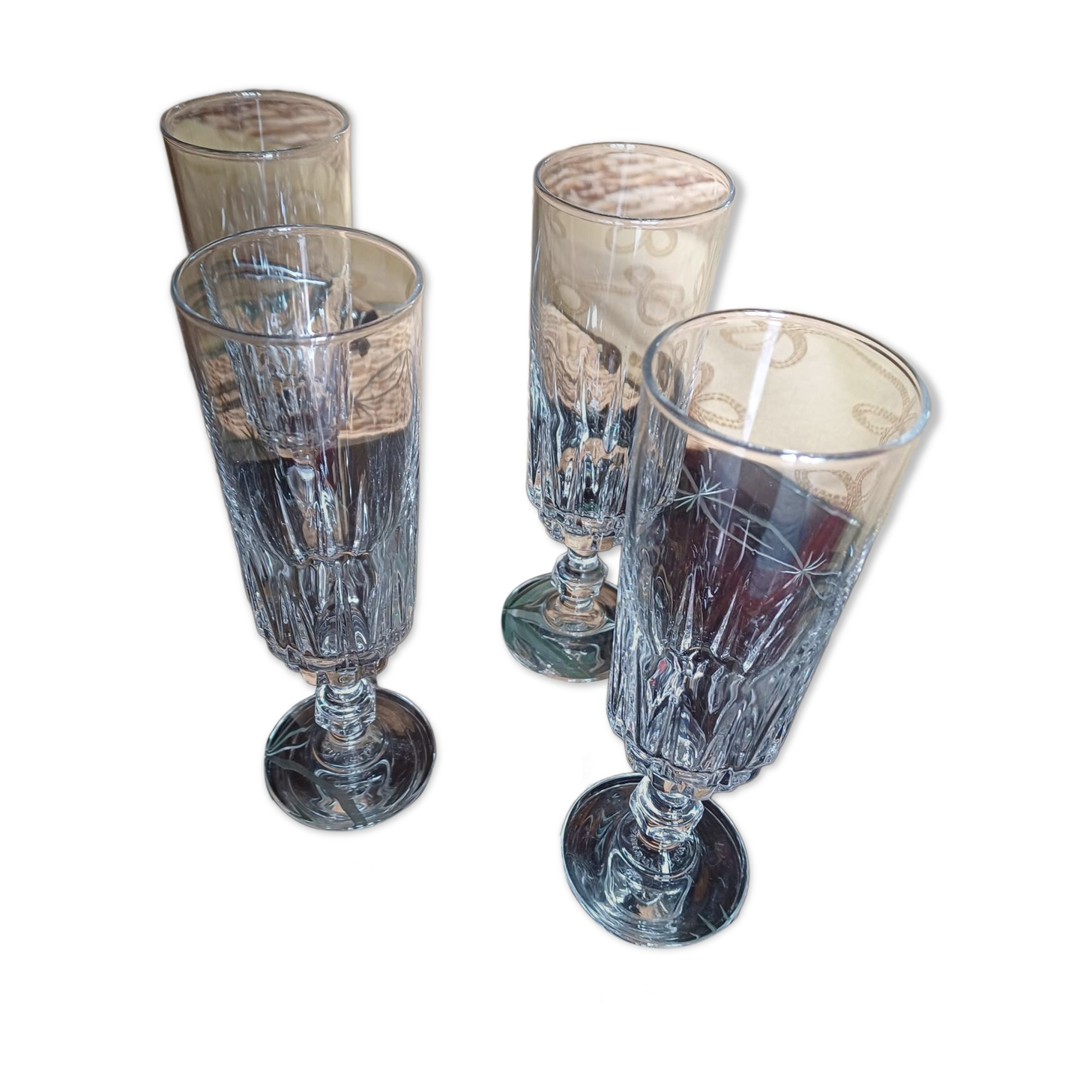 4 champagne flutes from the D'Arques crystal factory
