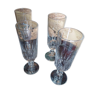 4 flûtes à champagne de la cristallerie D'Arques