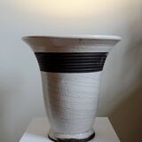 Large modern Raku beige and brown Keramos Sèvres lamp - Jean Besnard 1889-