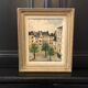 Old painting oil painting landscape of an old town square, signed A.Lemaire, framed.