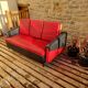 Vintage Sofa Bench in red and black skaï