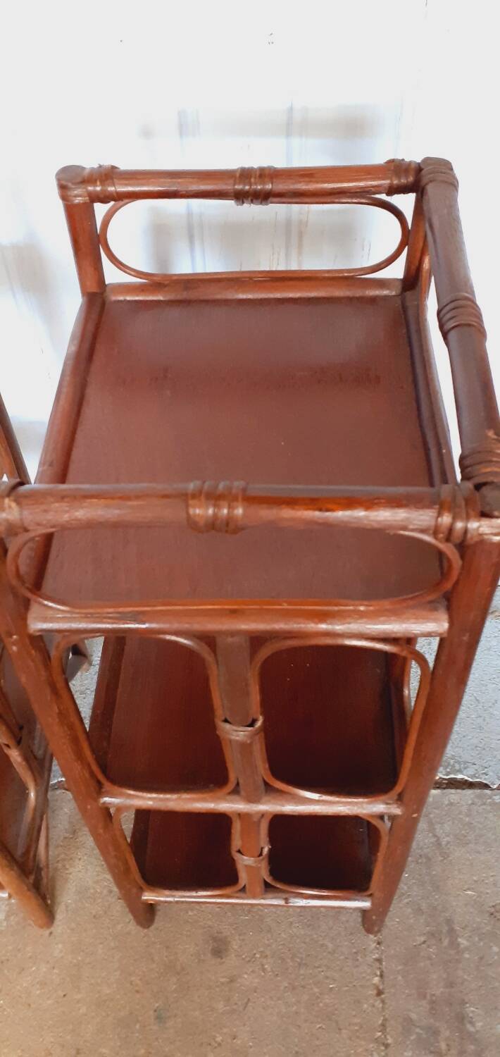 Pair of rattan bedside tables.