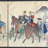 Samurai on horseback returning from hunting by Toyohara Chikanobu (1838-1912) Japan 1897