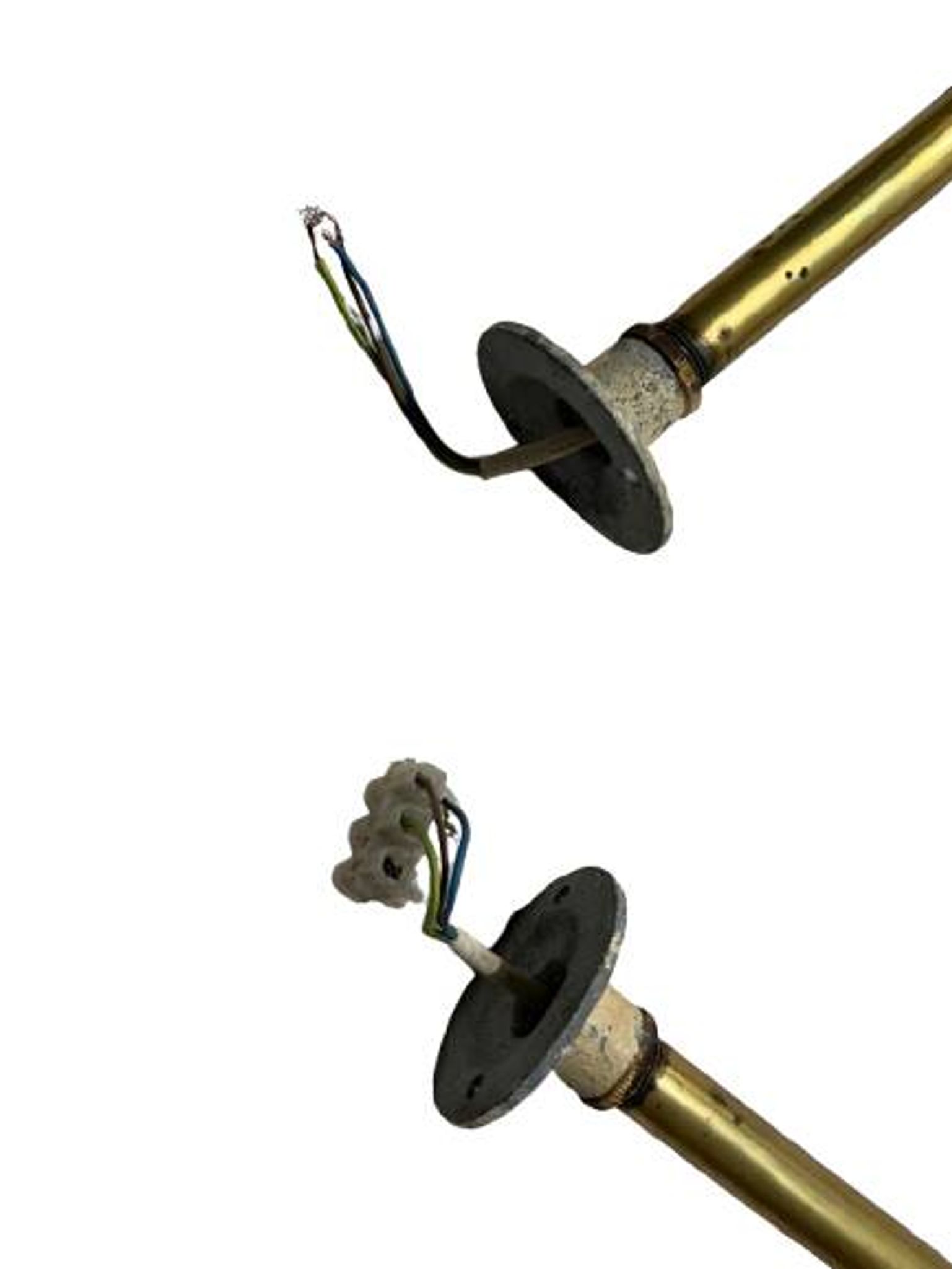 Pair of exterior or interior wall lights in gilded metal, 60s/80s