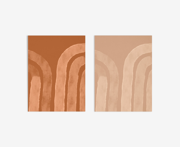 Paire d’estampes giclées, ensemble d’art mural abstrait de deux, 50x70cm