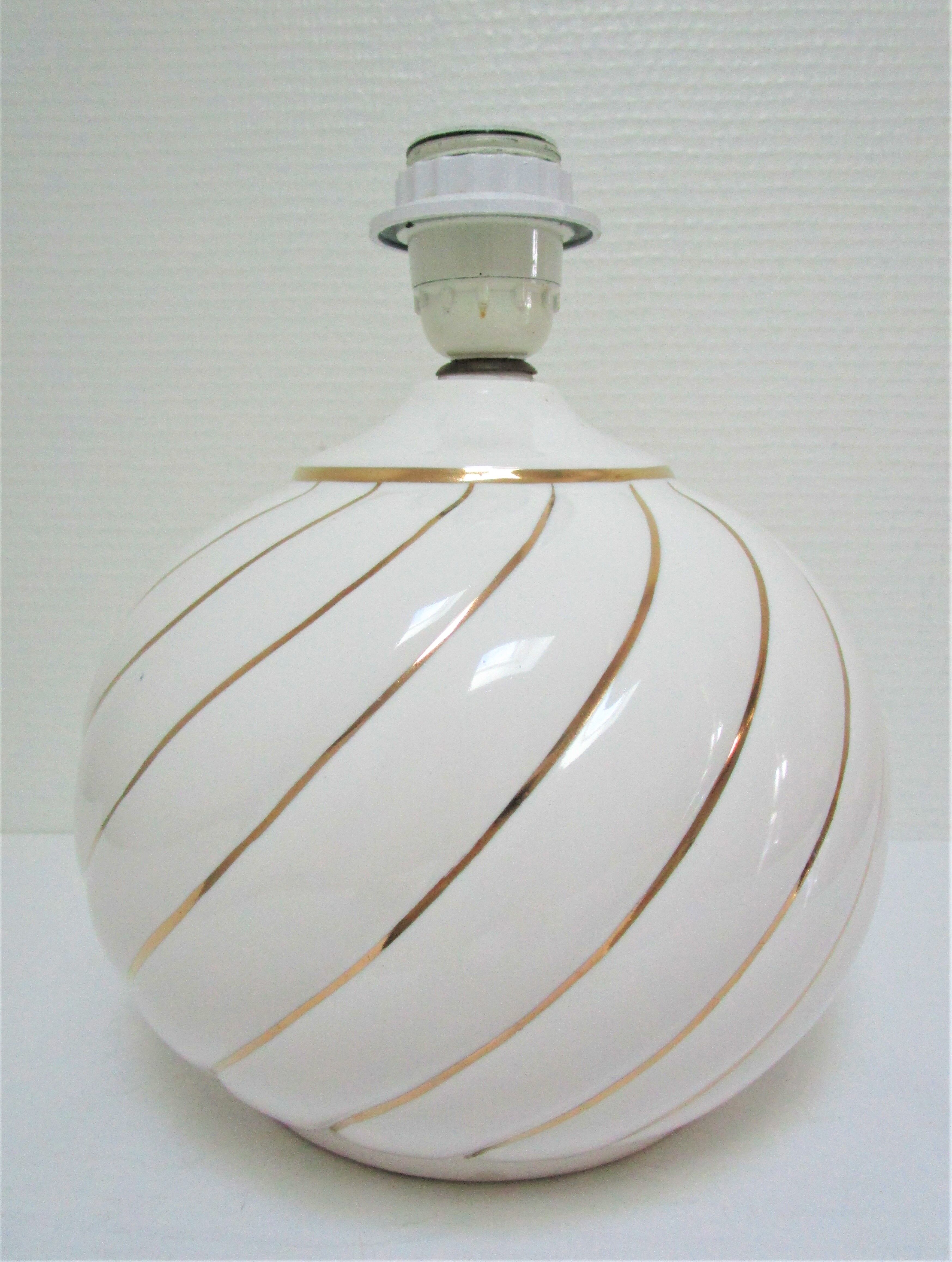 Ceramic lamp white and gold Italian design 70s / 80s