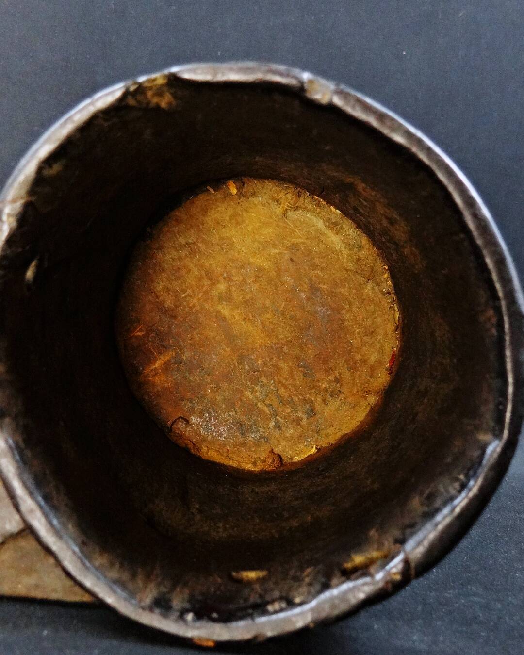 Nepalese milk jug in brown patina wood, Sherpa folk craft, 20th century