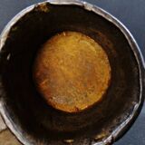 Nepalese milk jug in brown patina wood, Sherpa folk craft, 20th century