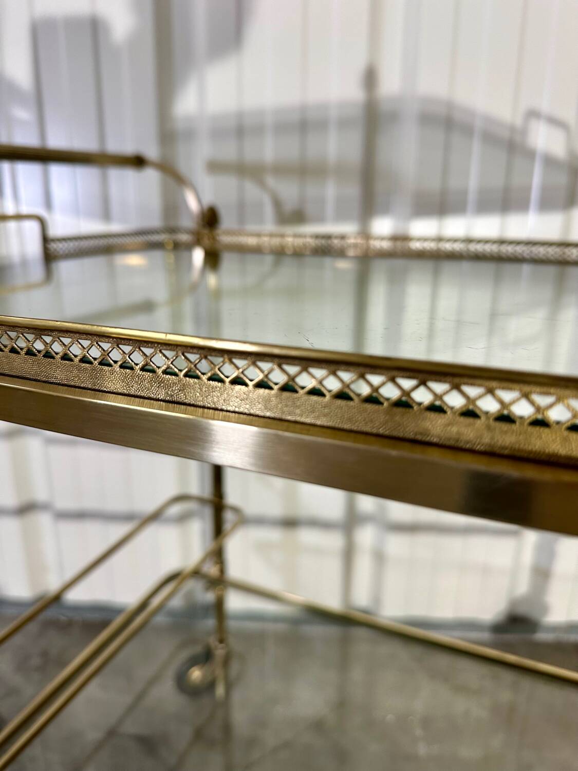 1970s gold rolling serving table