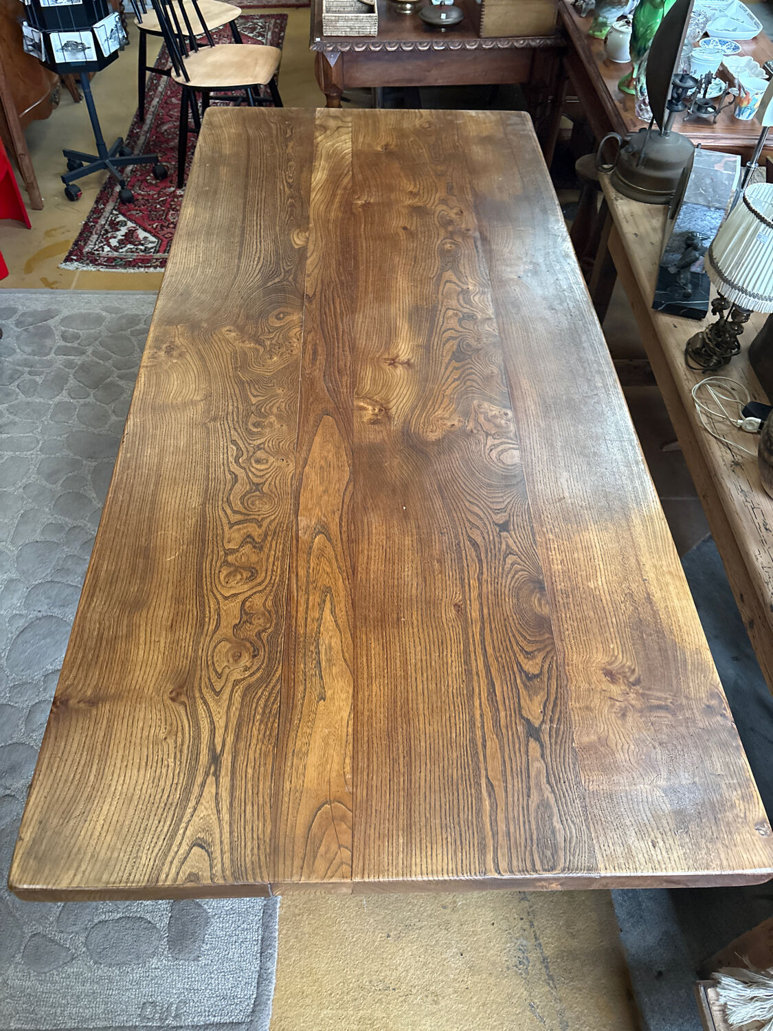 Large solid wood monastery table – trestle base