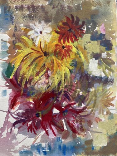 Painting «multicolored flowers» atelier jean-francois devaliere