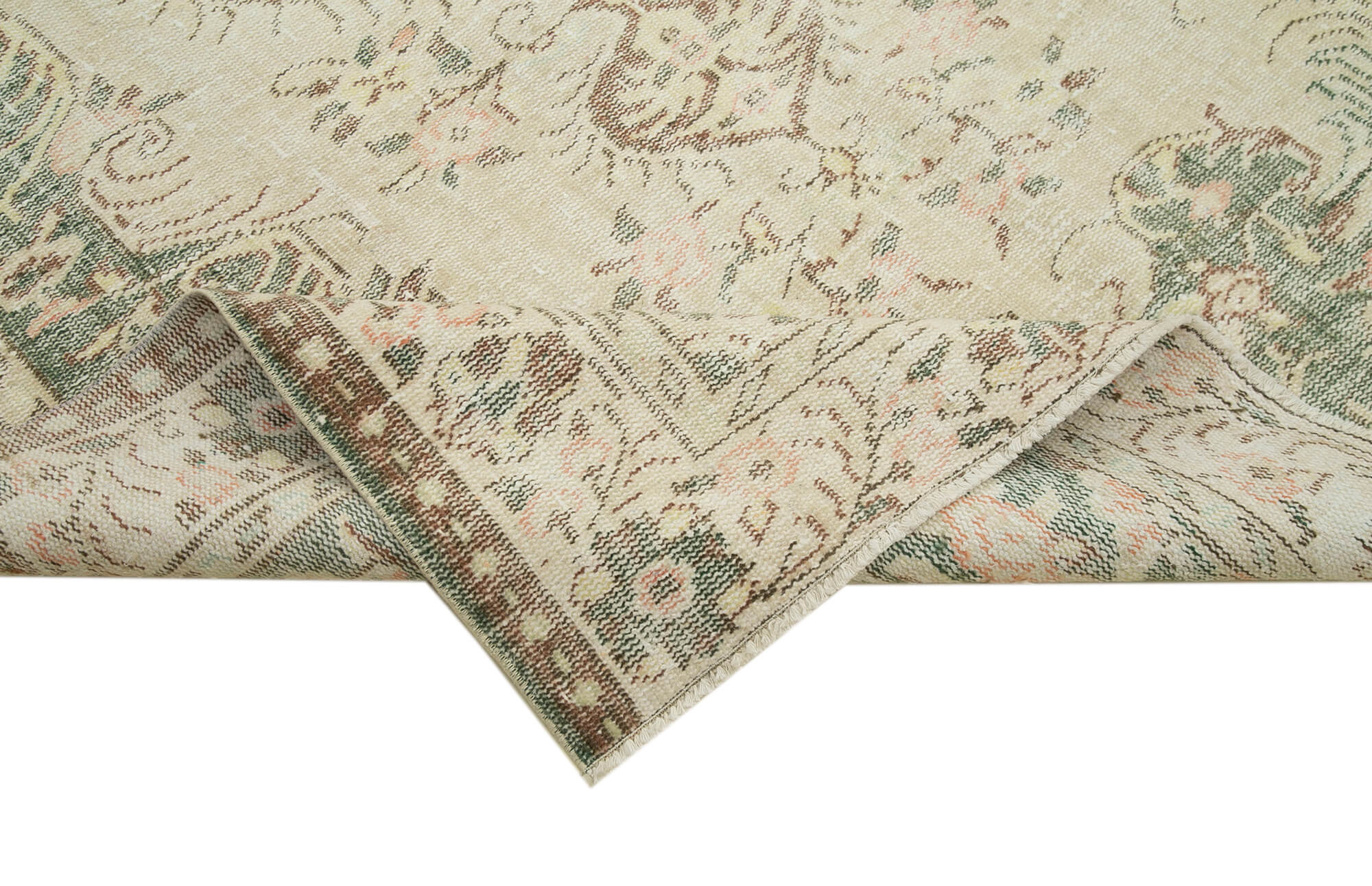 Hand-Knotted Unique Turkish Beige Carpet 181 cm x 283 cm - 38980