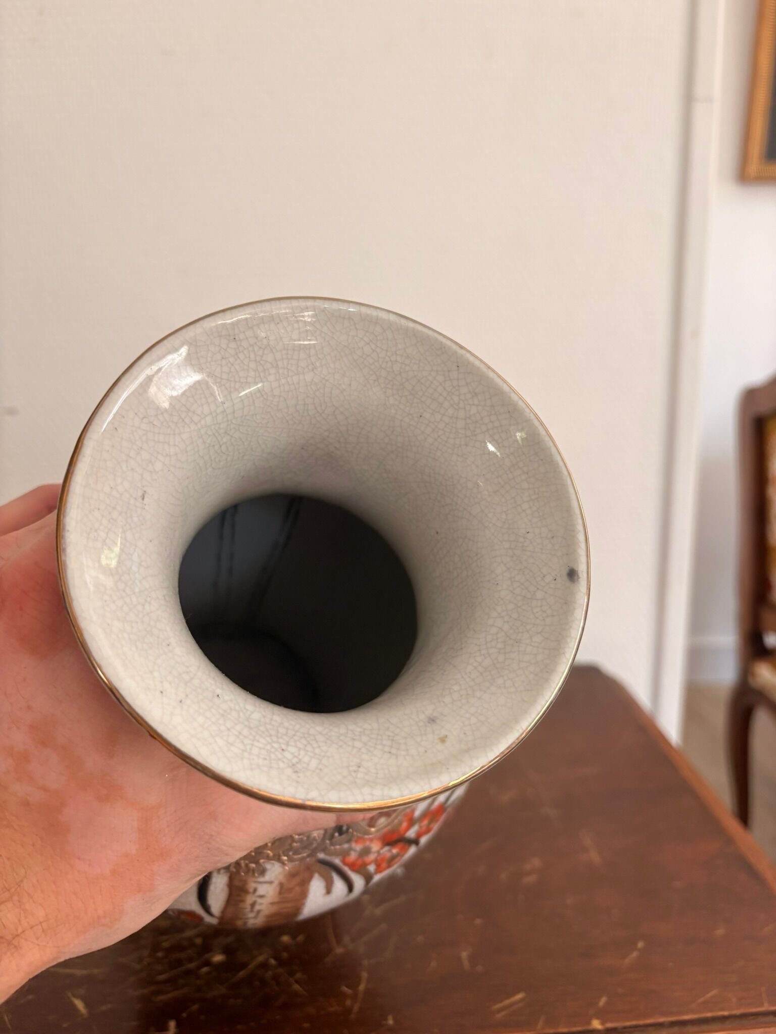 Satsuma Vase Japan Ceramic Bird Peony Meiji 30cm