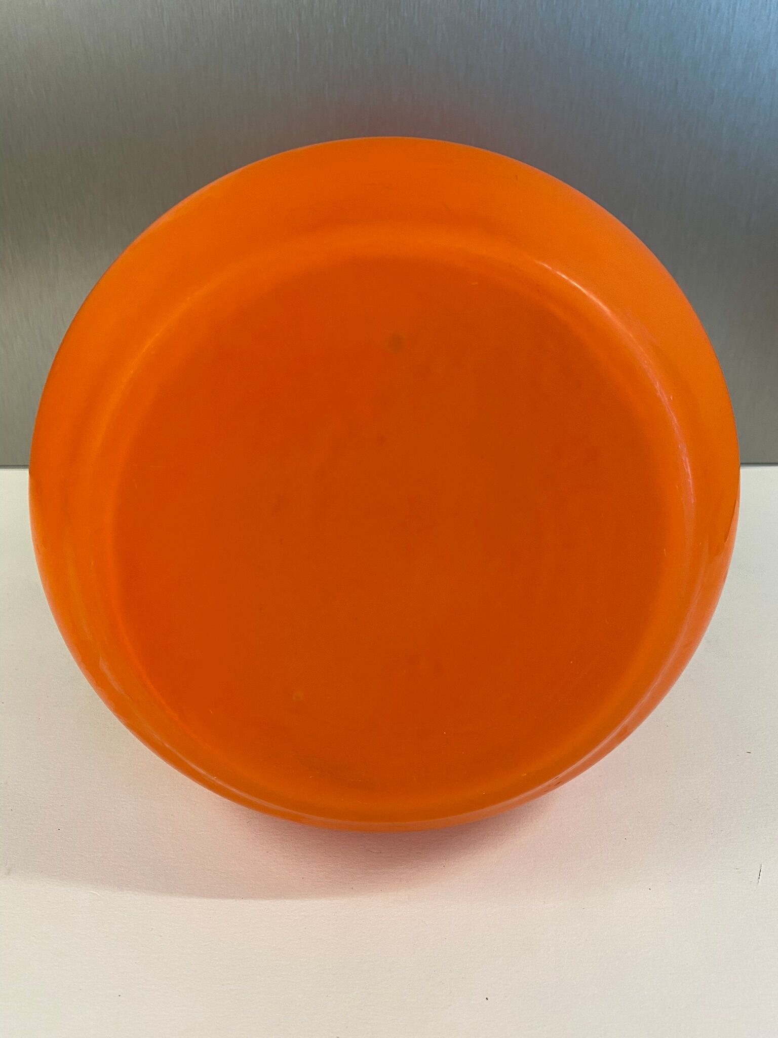 Orange glass vase, signed Val, 30s/40s