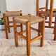 Paire de tabourets bois et paille vintage