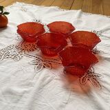 Set of 5 red colored glass bowls Bormioli Rocco Italy ACC-7269