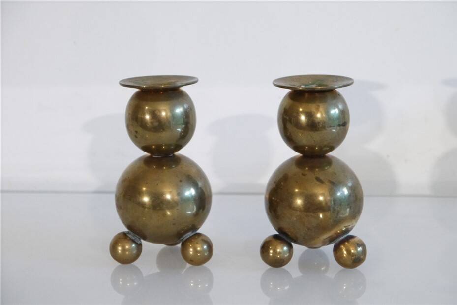 Pair of Scandinavian brass candlesticks from Gusum 1970