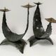 Pair of brutalist design metal candlesticks