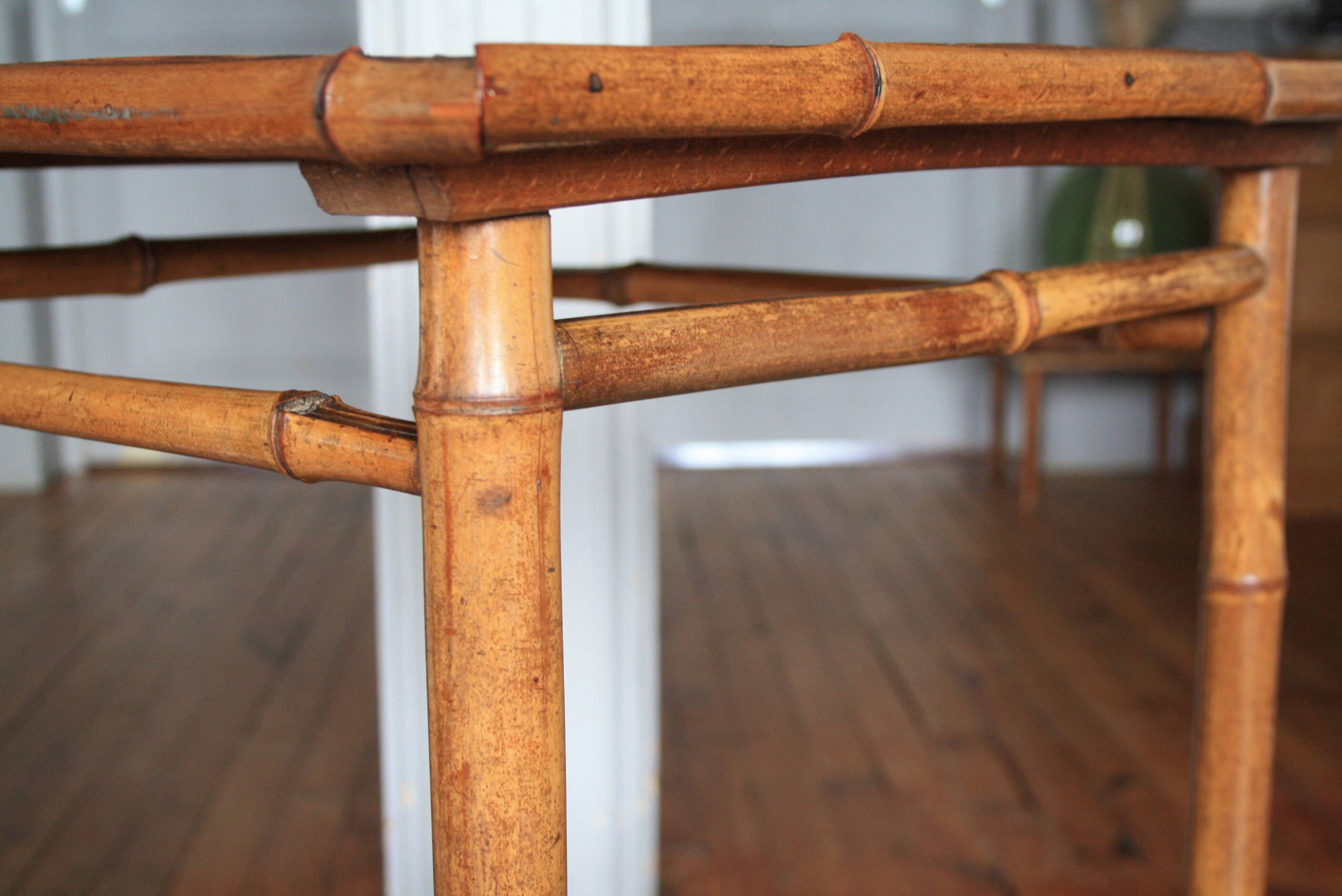 Bamboo and wood side table - art nouveau