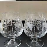 Lot 6 x verres à cognac en cristal de bohème taillé