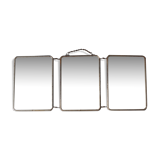 Small art deco triptych barber mirror 21.5 X 51 cm